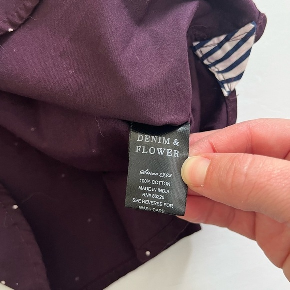 Denim & Flower Purple Polka Dot Short Sleeve Button Up Dresss Shirt New - Picture 5 of 8